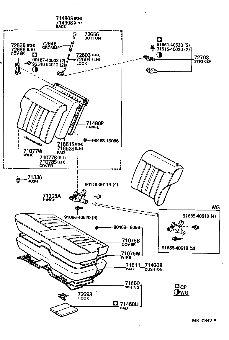 71078-14720 COVER, REAR SEAT BACK, LH(FOR SEPARATE TYPE) product image