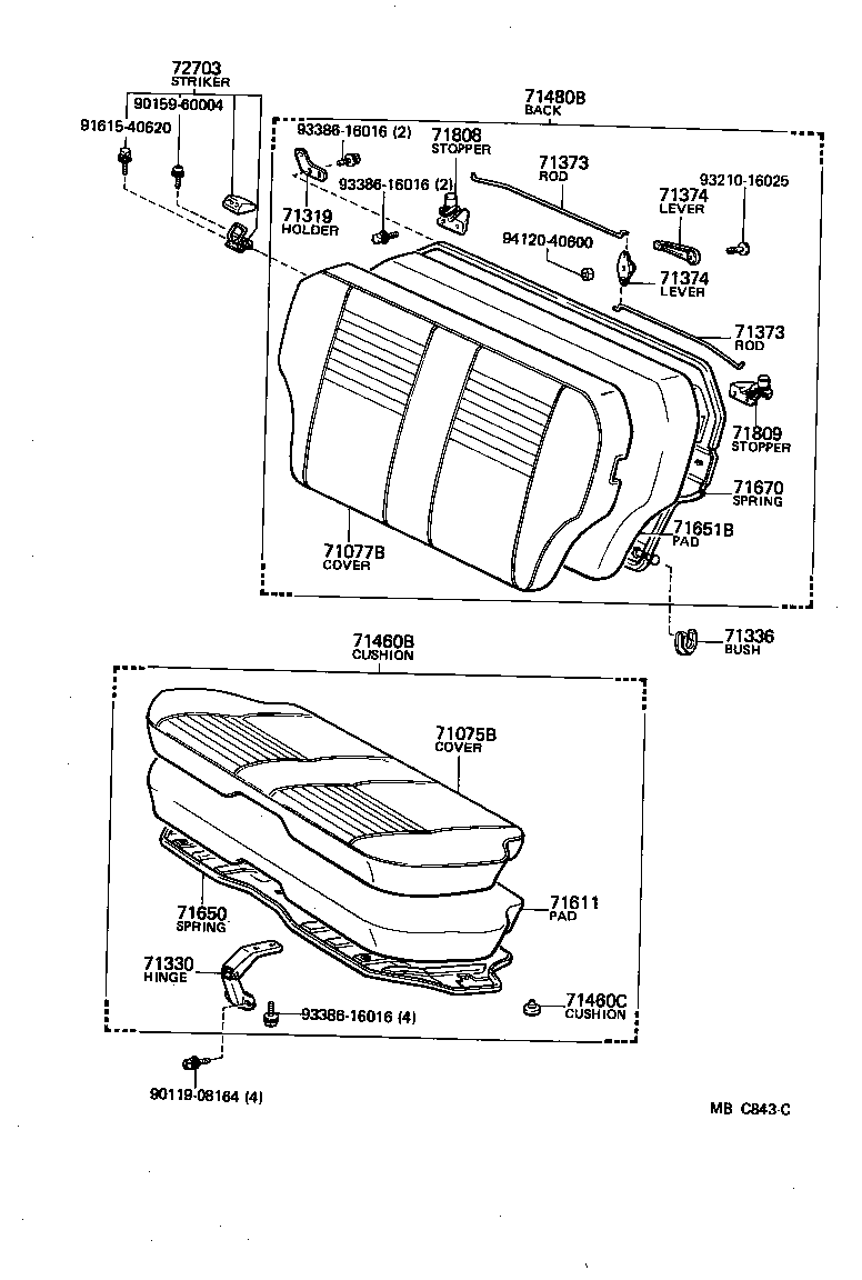 71078-14720 COVER, REAR SEAT BACK, LH(FOR SEPARATE TYPE) product image