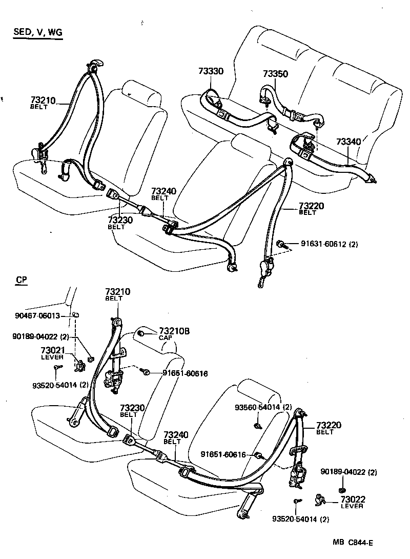 73330-14110-01 BELT ASSY, REAR SEAT LAP TYPE, RH product image