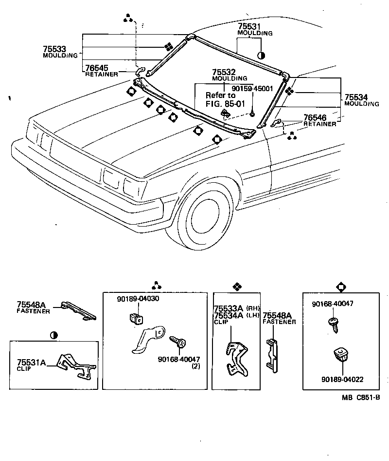 75535-14140 MOULDING, WINDSHIELD, LOWER product image