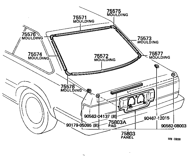 75571-91C02 MOULDING, BACK WINDOW, OUTSIDE UPPER product image