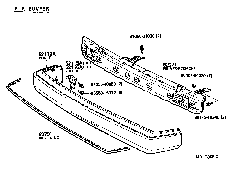 52021-14080 REINFORCEMENT SUB-ASSY, FRONT BUMPER product image