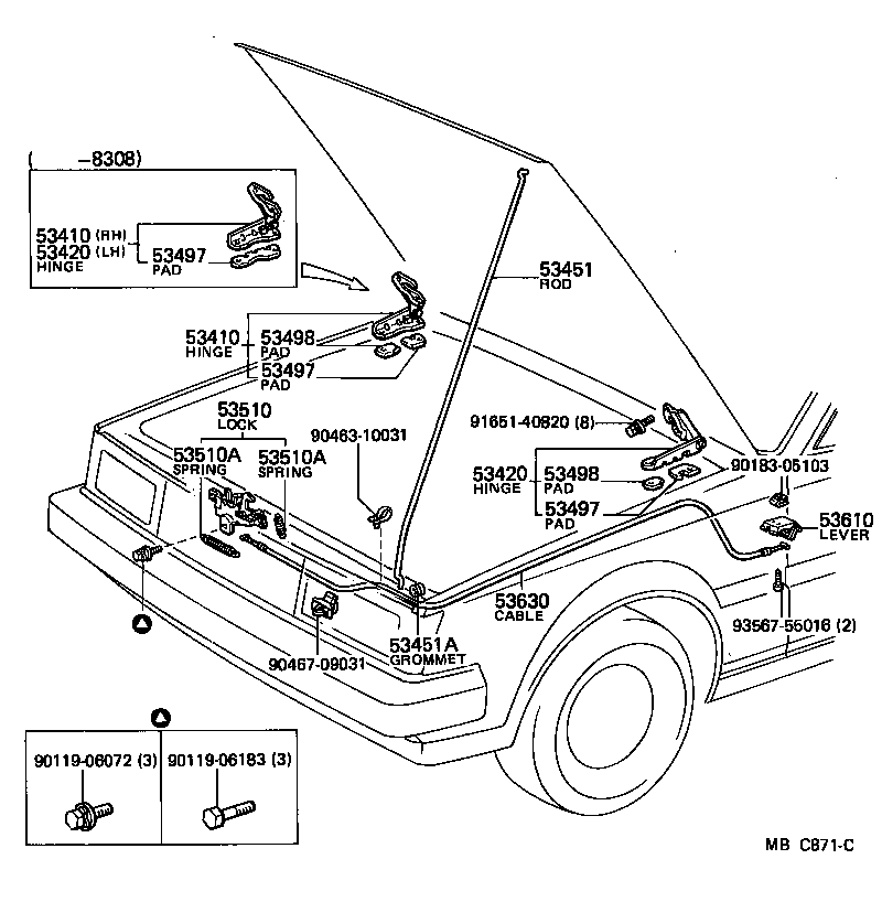 53451-14040 ROD, HOOD SUPPORT product image