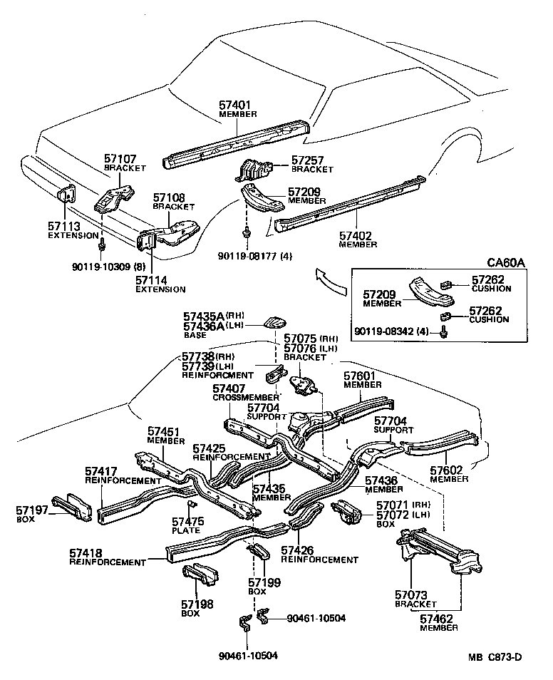57108-14080 BRACKET SUB-ASSY, STRUT BAR, LH product image