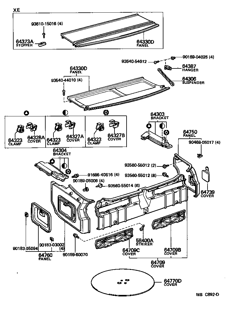58461-14050 STRIKER, LUGGAGE HOLD BELT product image