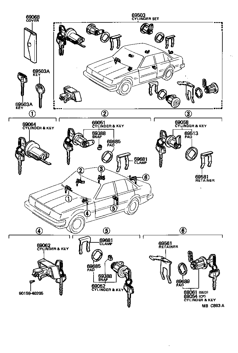 69005-14490 CYLINDER SET, LOCK product image