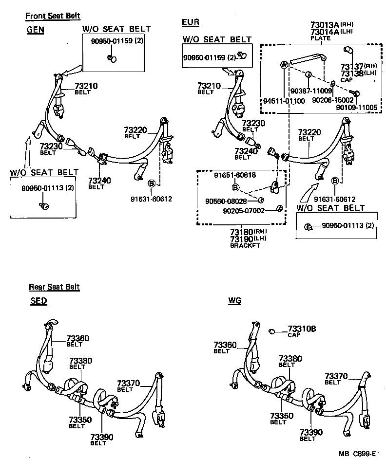 73230-14280-01 BELT ASSY, FRONT SEAT INNER, RH product image