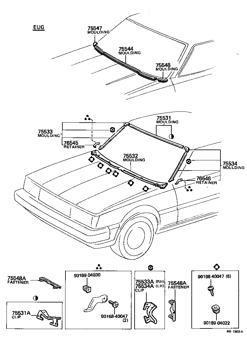 75503-14030 MOULDING, WINDSHIELD, OUTER UPPER product image