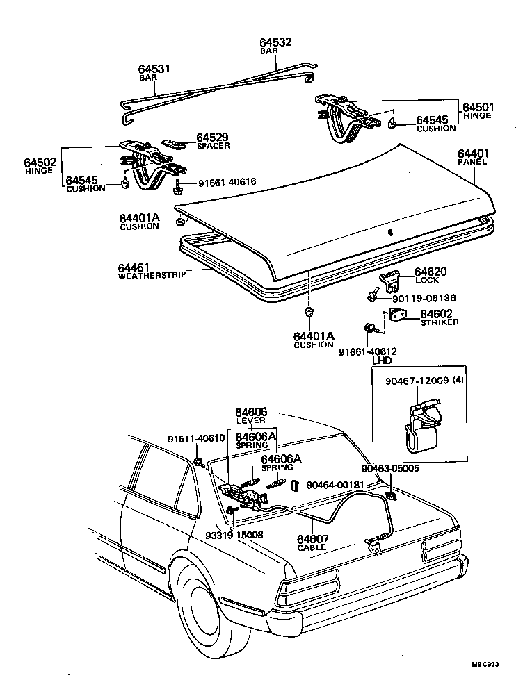 64607-95501 CABLE SUB-ASSY, LUGGAGE DOOR LOCK CONTROL product image