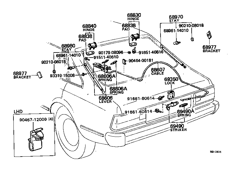 64607-20070 CABLE SUB-ASSY, BACK DOOR LOCK CONTROL product image
