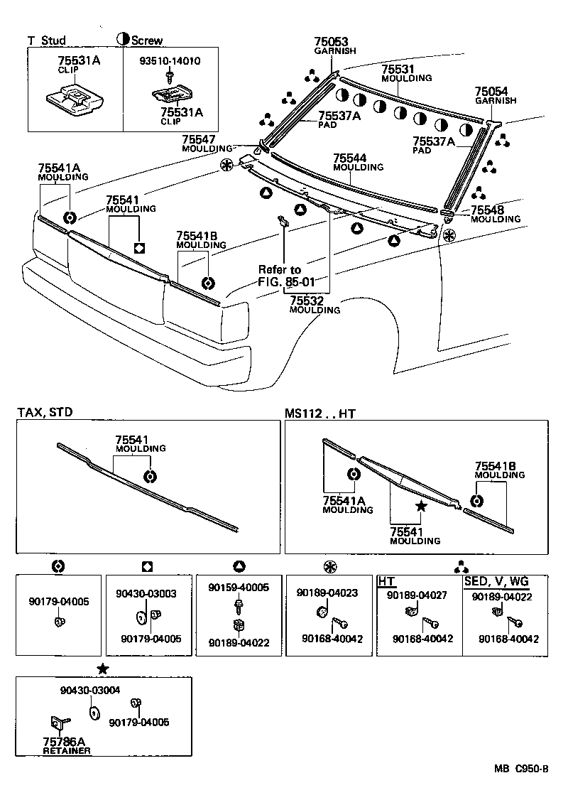 75786-30040 RETAINER, HOOD FRONT MOULDING product image