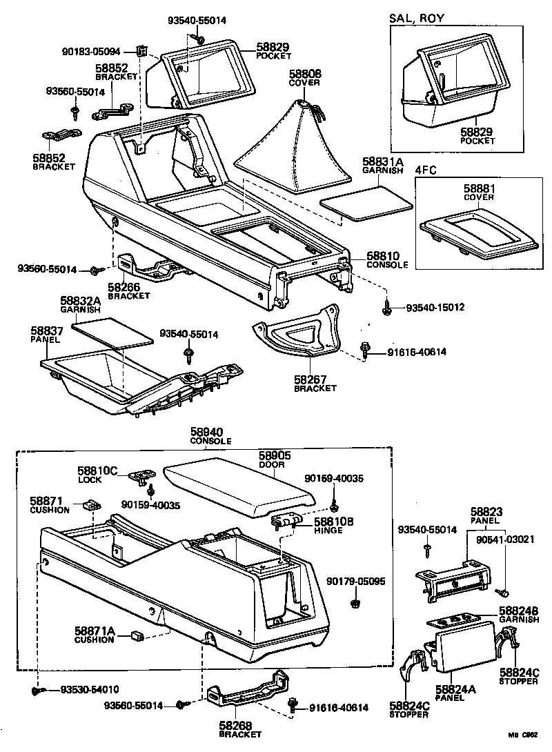 58997-30010 BRACKET, CONSOLE BOX SUPPORT, REAR product image