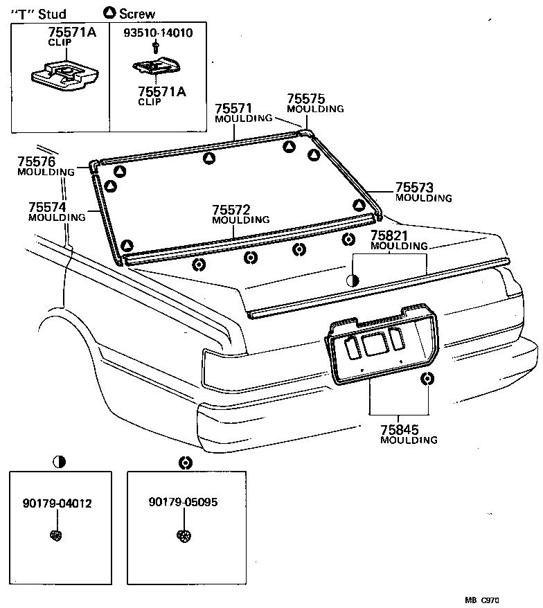 75581-30080 MOULDING, BACK WINDOW CORNER, UPPER RH product image