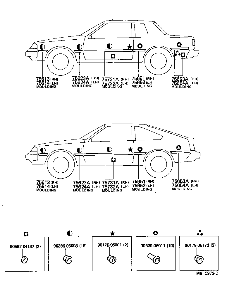 75307-19035 ORNAMENT SUB-ASSY, QUARTER PANEL, RH product image