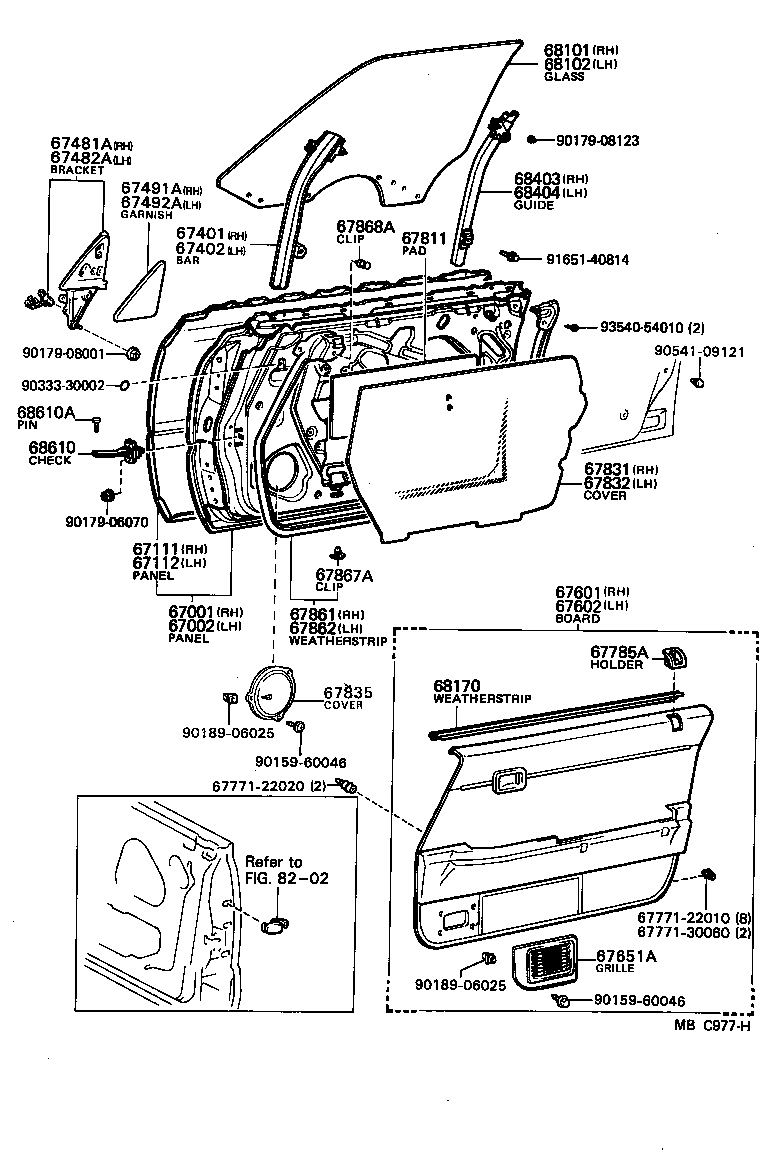 67862-22091 WEATHERSTRIP, FRONT DOOR, LH product image