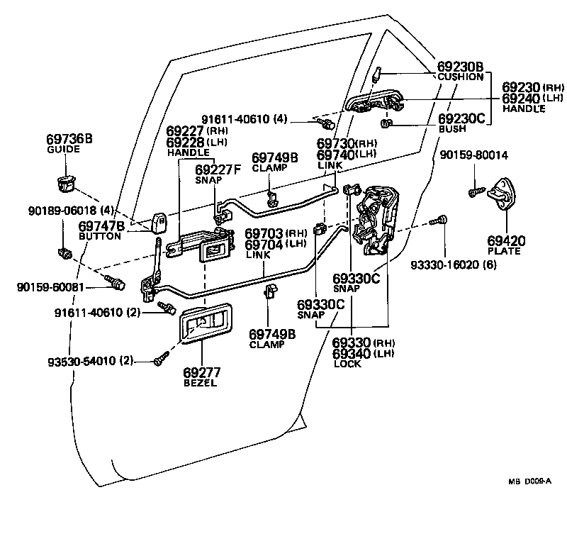 69713-14021 LINK ASSY, REAR DOOR OPEN CONTROL, RH product image