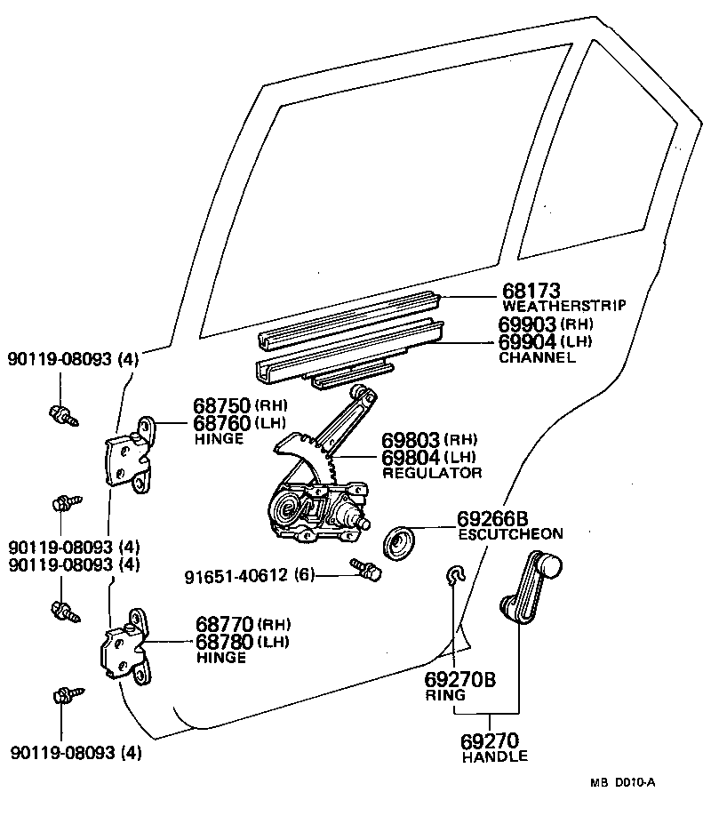 68750-14020 HINGE ASSY, REAR DOOR, UPPER RH product image