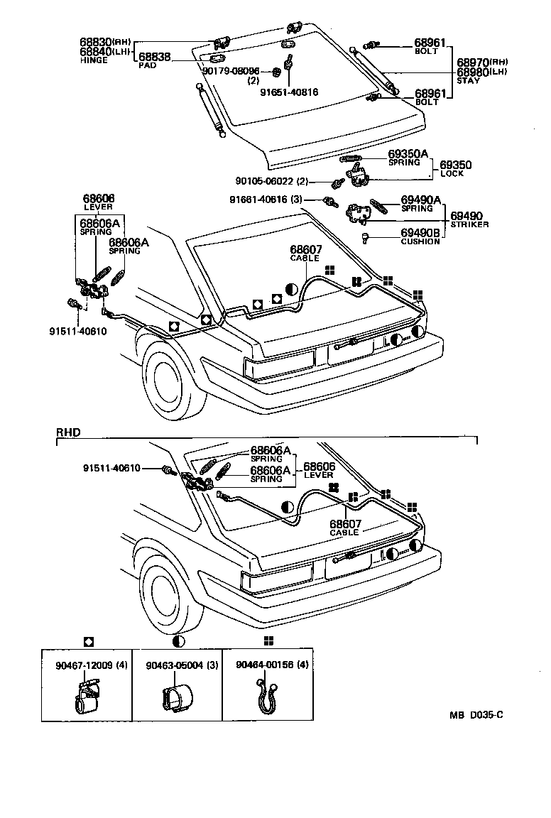 68950-19205 STAY ASSY, BACK DOOR, RH product image
