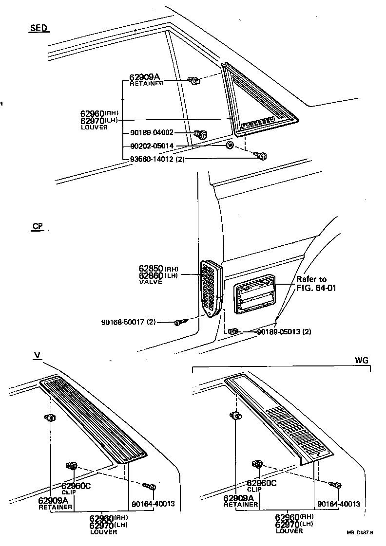 62906-19265 LOUVER ASSY, ROOF SIDE VENT, LH product image