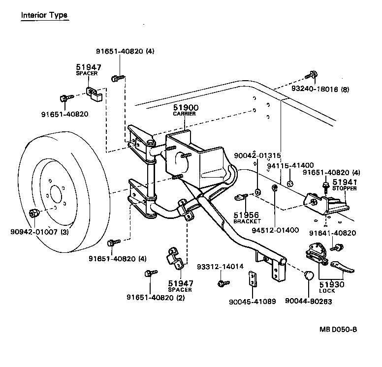 51918-87601 STOPPER, SPARE WHEEL CARRIER product image