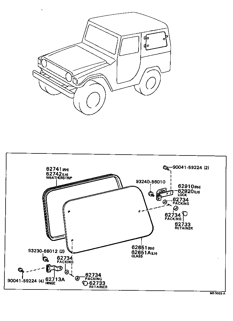 62711-87601 GLASS, SIDE WINDOW, NO.1, FRONT (FOR SLIDE TYPE) product image