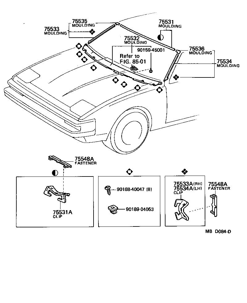 Toyota 75533-14130 MOULDING, WINDSHIELD, OUTSIDE RH