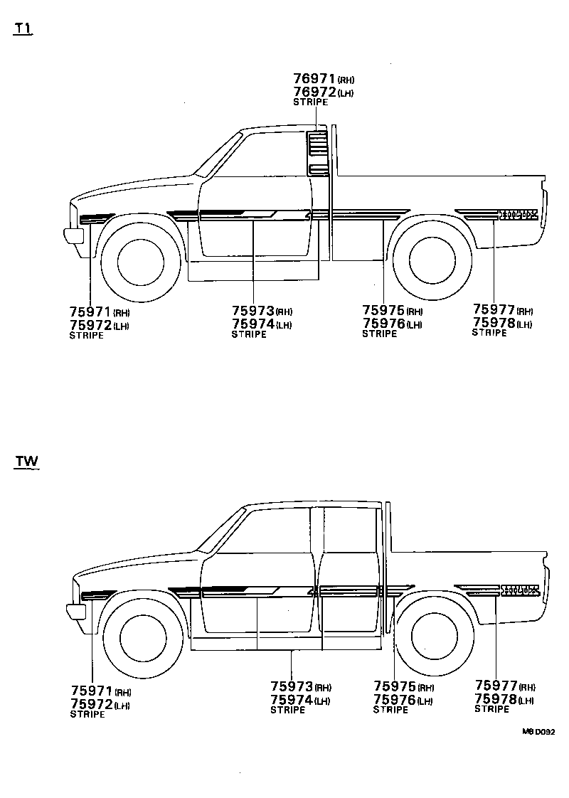 75986-95113 STRIPE, SIDE, LH UPR product image
