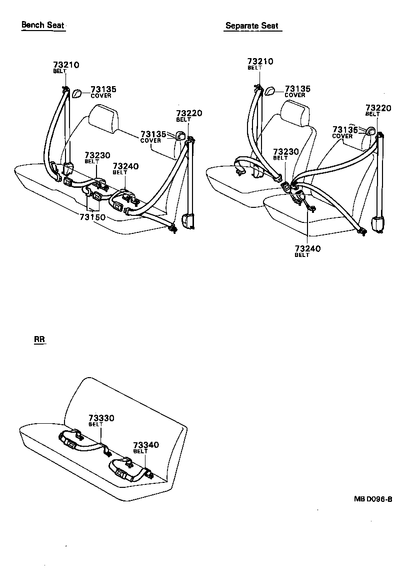 73230-95112-01 BELT ASSY, FRONT SEAT INNER, RH product image