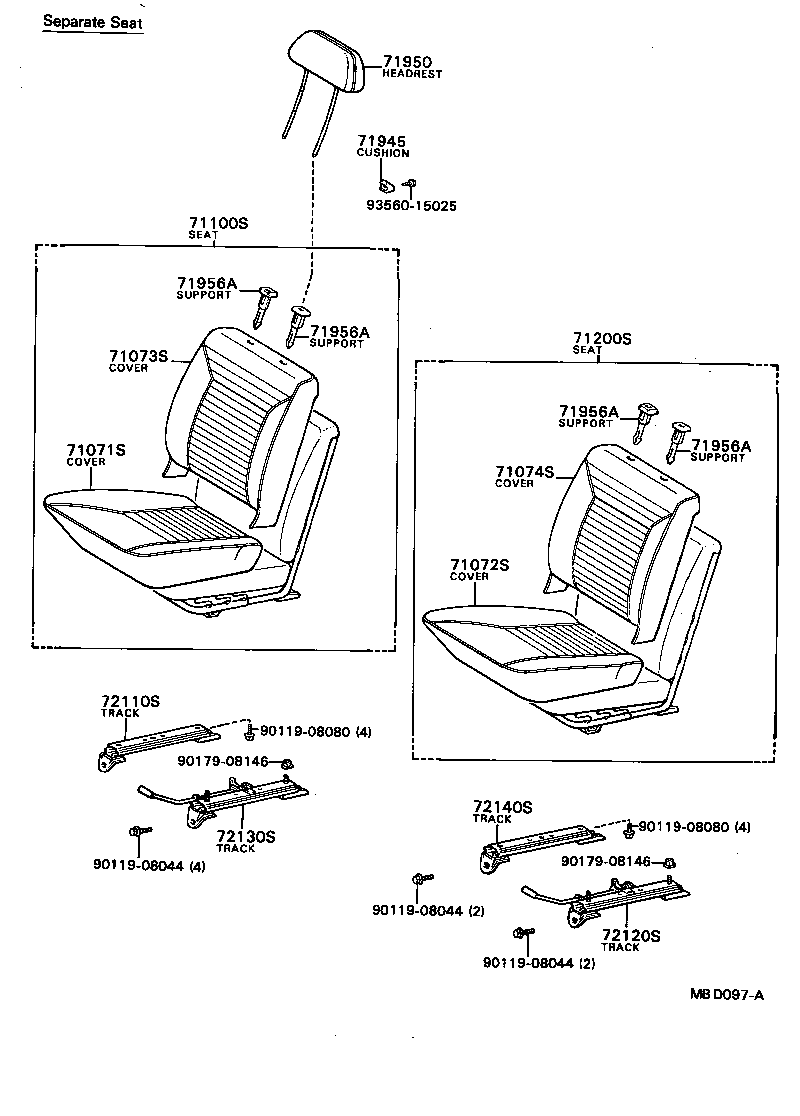 71073-95147 COVER, FRONT SEAT BACK, RH(FOR SEPARATE TYPE) product image