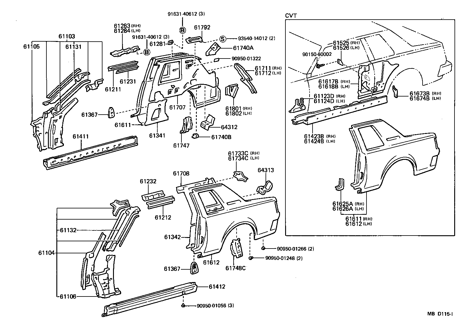 Toyota 61232-14130 RAIL, ROOF SIDE, INNER LH
