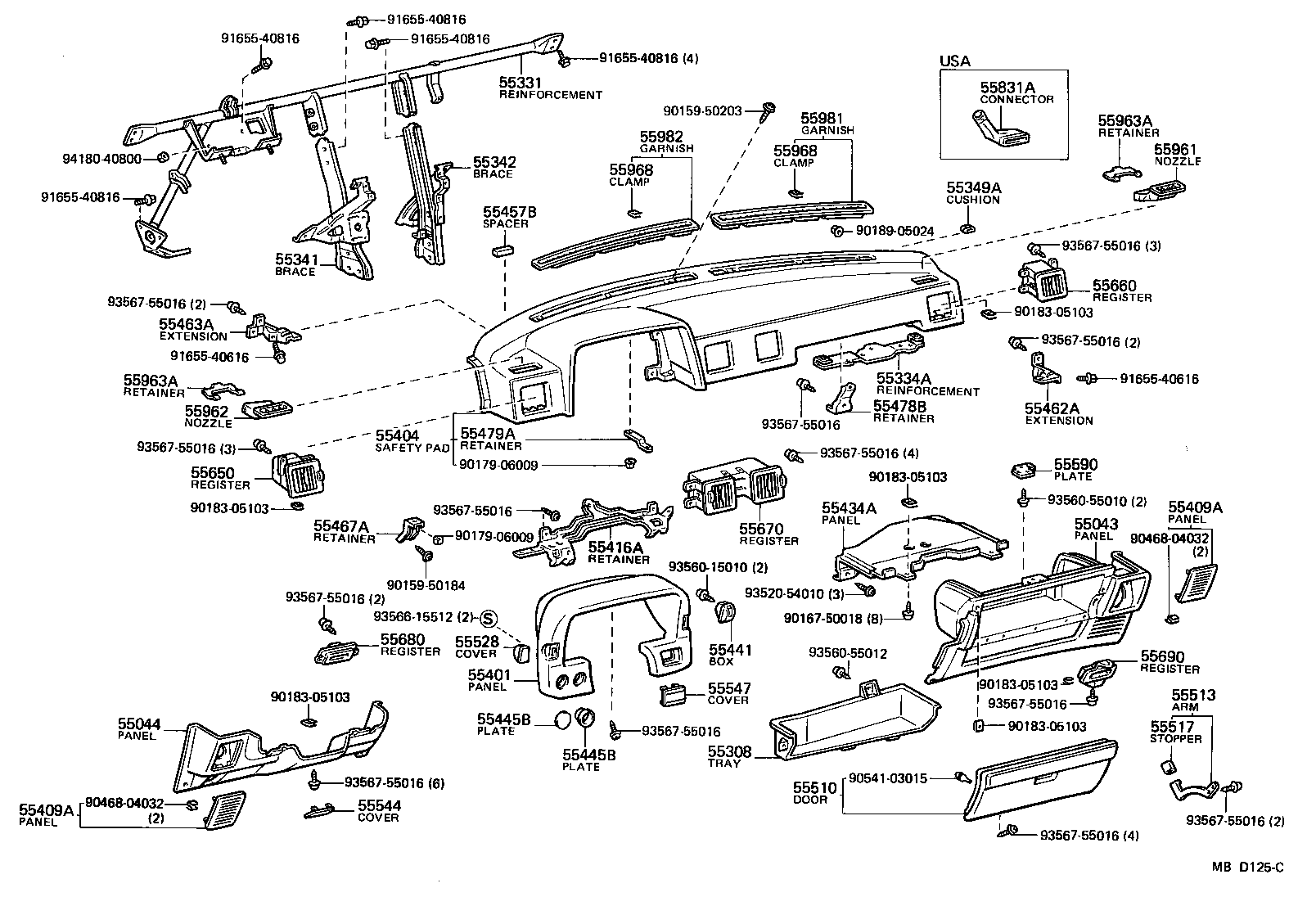 Toyota 55981-14020-12 GARNISH, DEFROSTER NOZZLE, NO.1