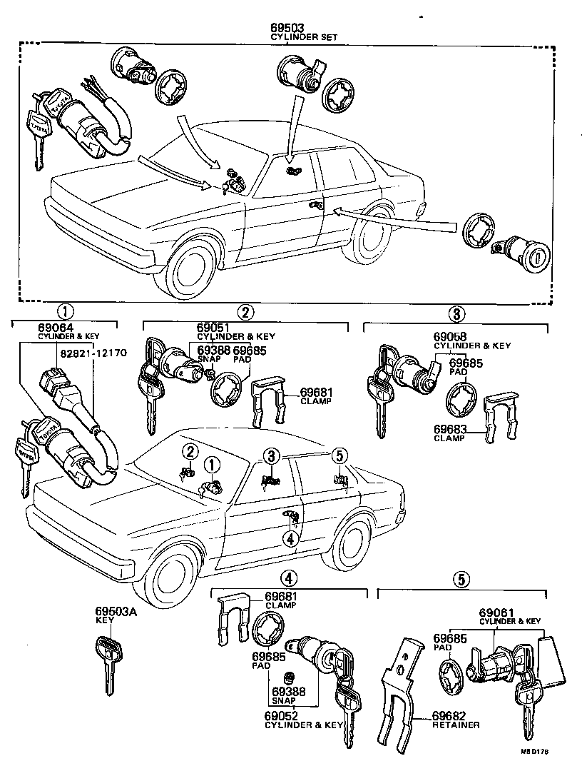 69005-12280 CYLINDER SET, LOCK product image