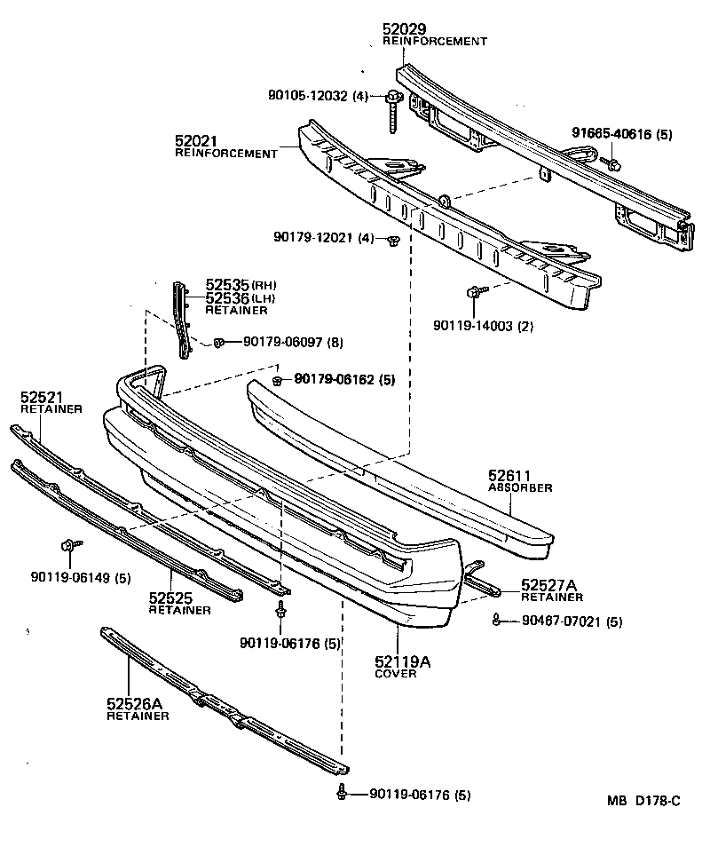52029-14020 REINFORCEMENT SUB-ASSY, FRONT BUMPER, UPPER product image