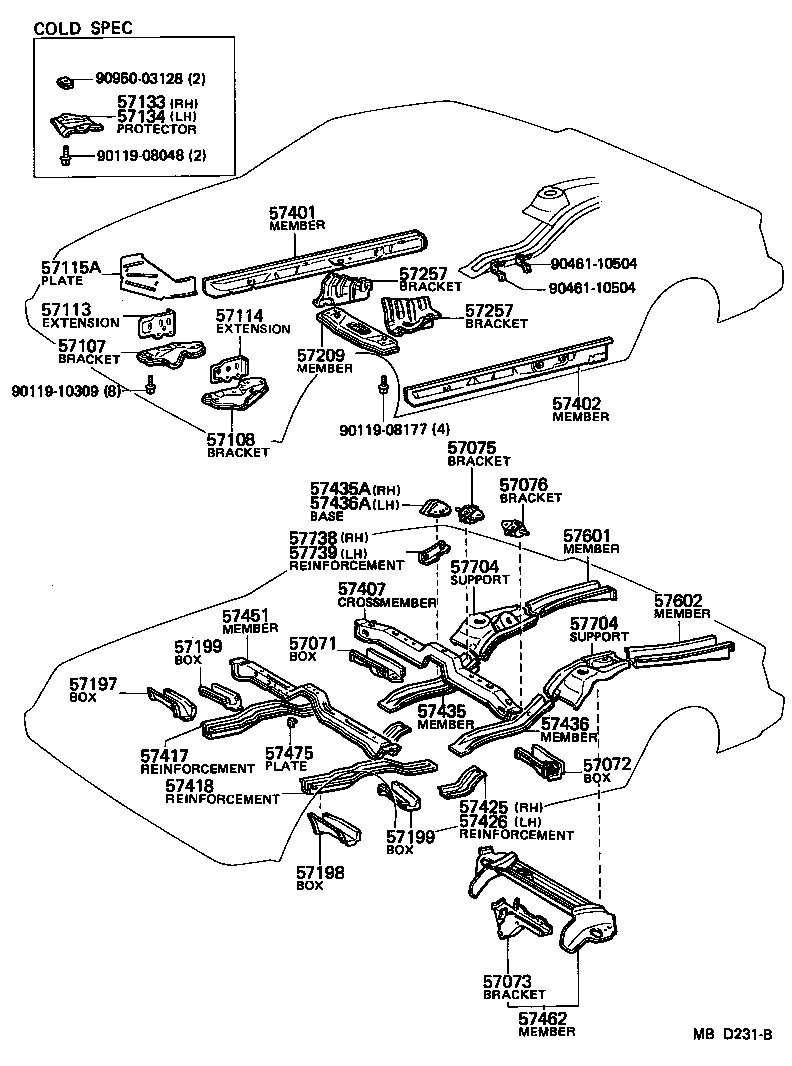 57133-14020 PROTECTOR, STRUT BAR BRACKET, RH product image