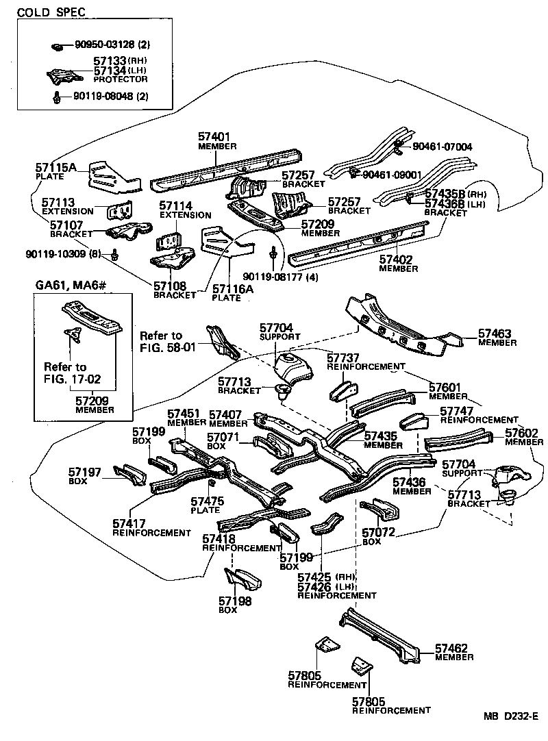 57133-14020 PROTECTOR, STRUT BAR BRACKET, RH product image