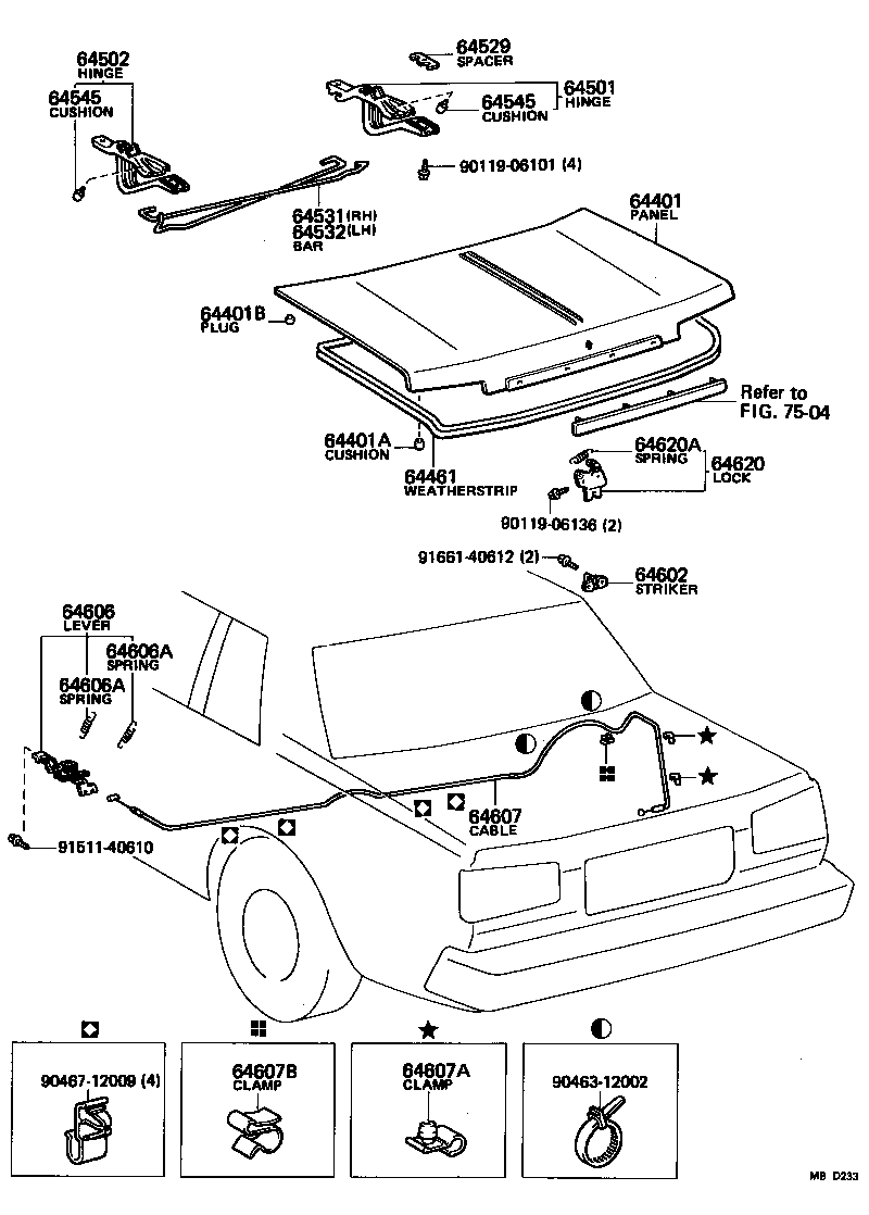 64520-14110 HINGE SUB-ASSY, LUGGAGE COMPARTMENT DOOR, LH product image