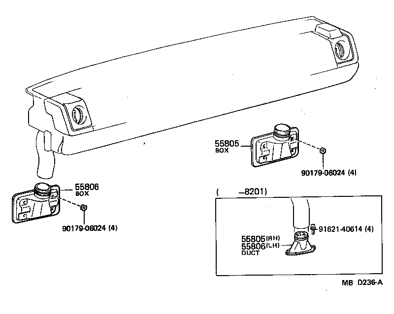 55805-95011 DUCT SUB-ASSY, SIDE VENTILATOR, NO.2 RH product image