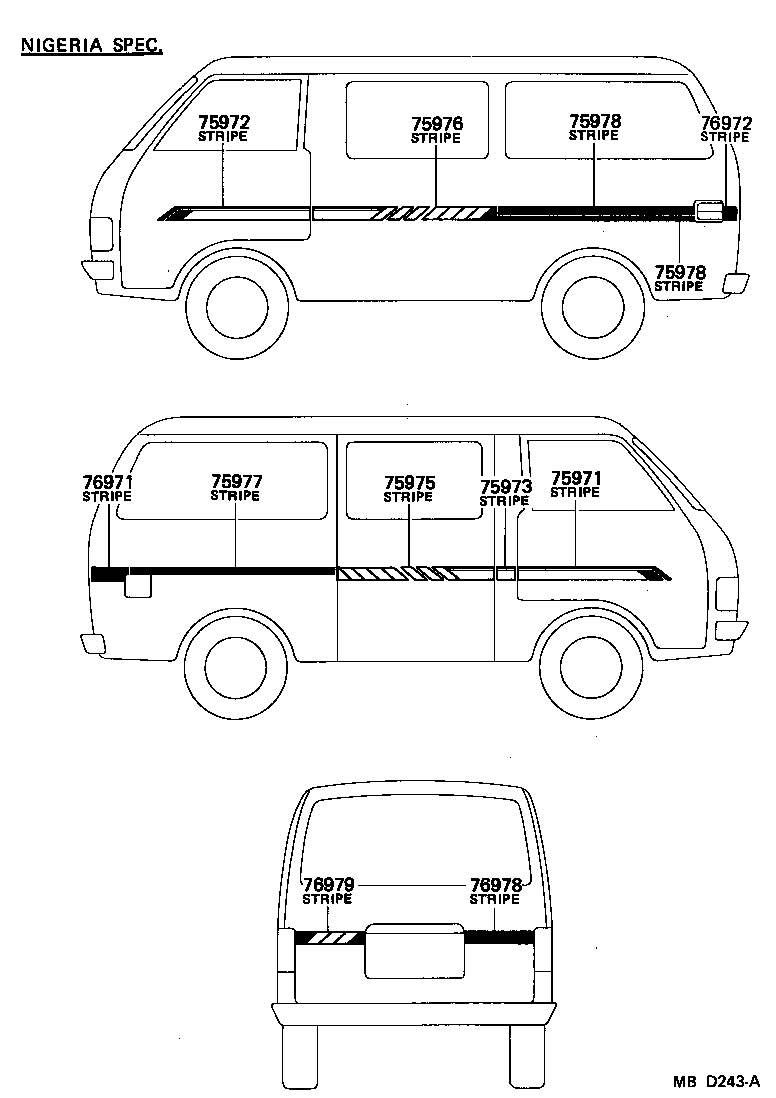 75997-95A12 STRIPE, REAR BODY BACK, RH product image