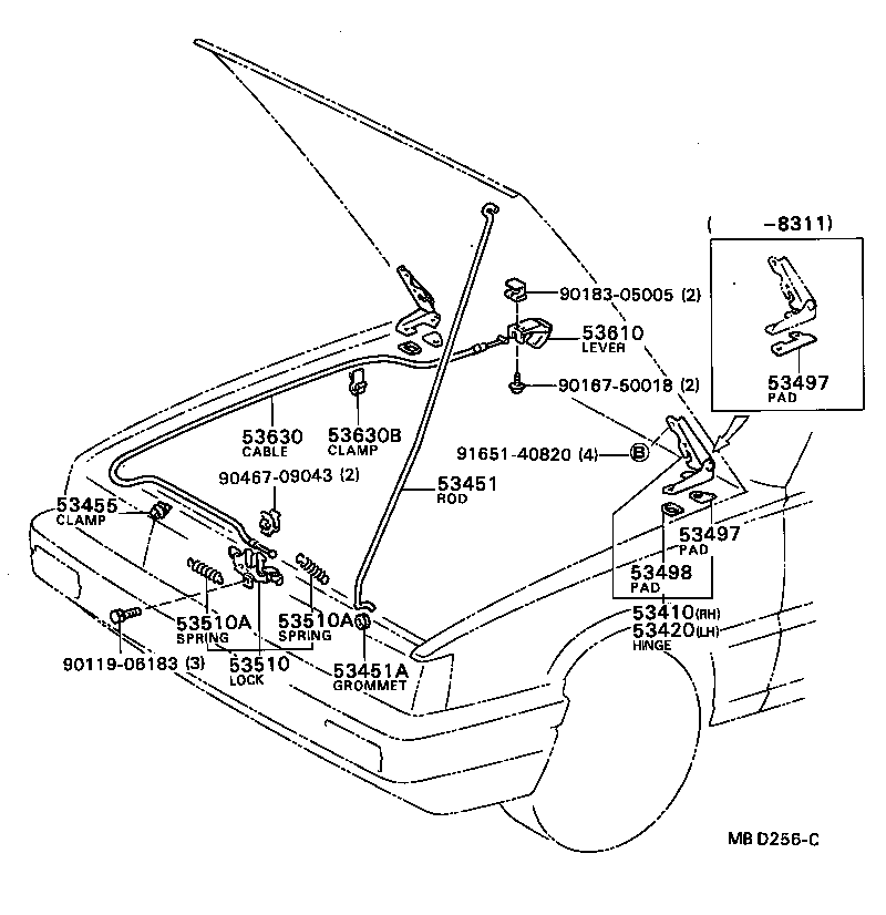 53630-32030 CABLE ASSY, HOOD LOCK CONTROL product image