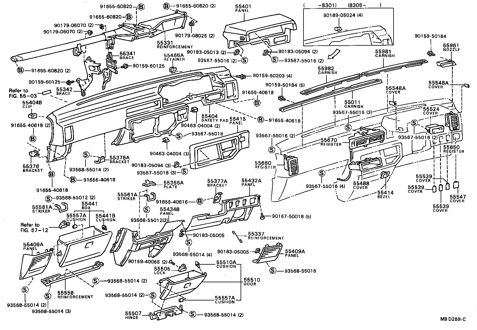 55306-32040 BRACE, INSTRUMENT PANEL, NO.1 product image
