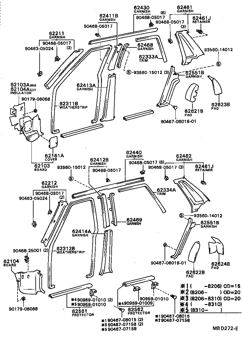 62480-32030-04 GARNISH, ROOF SIDE TRIM, LH product image