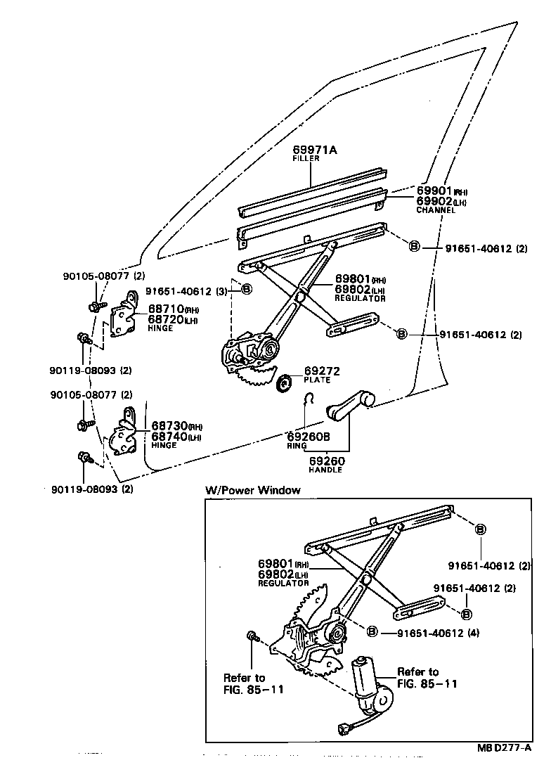 69802-32020 REGULATOR SUB-ASSY, FRONT DOOR WINDOW, LH product image