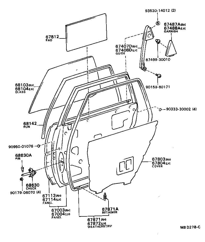 67004-32050 PANEL SUB-ASSY, REAR DOOR, LH product image