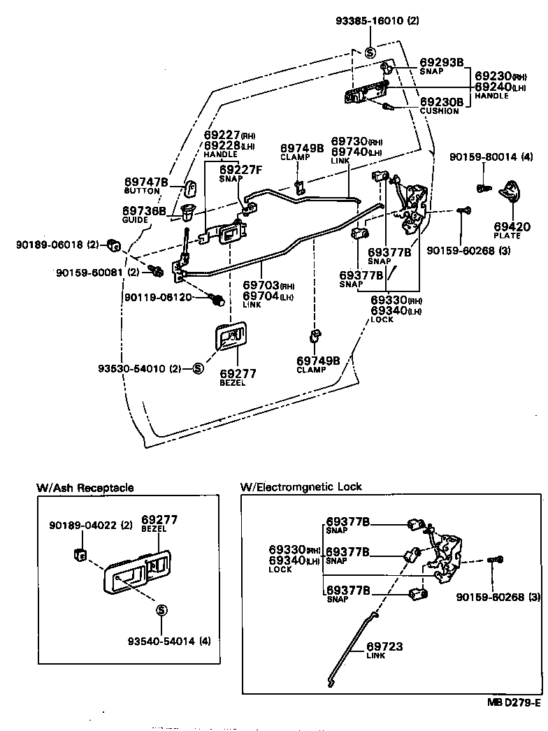 Toyota 69340-32040 LOCK ASSY, REAR DOOR, LH