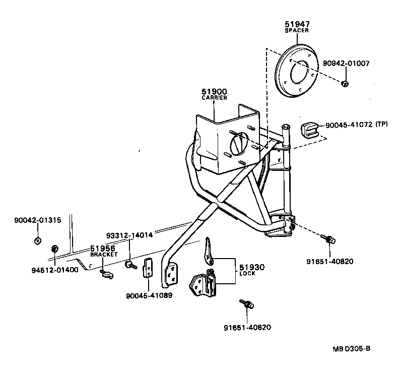 51902-87601 LOCK ASSY, SPARE WHEEL CARRIER product image