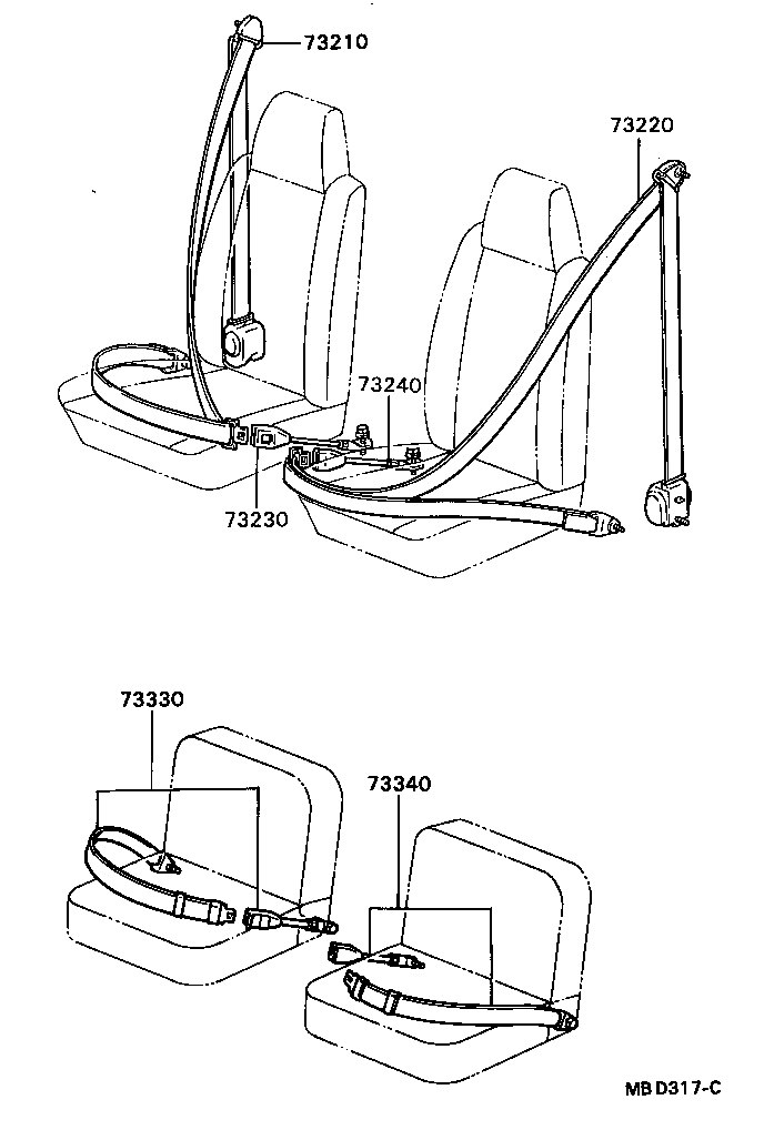 73230-87603 BELT ASSY, FRONT SEAT INNER, RH product image
