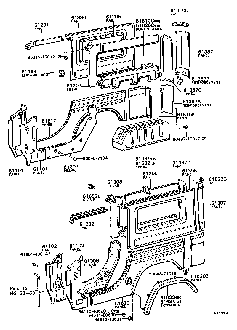 61201-87603 RAIL SUB-ASSY, ROOF SIDE, RH product image