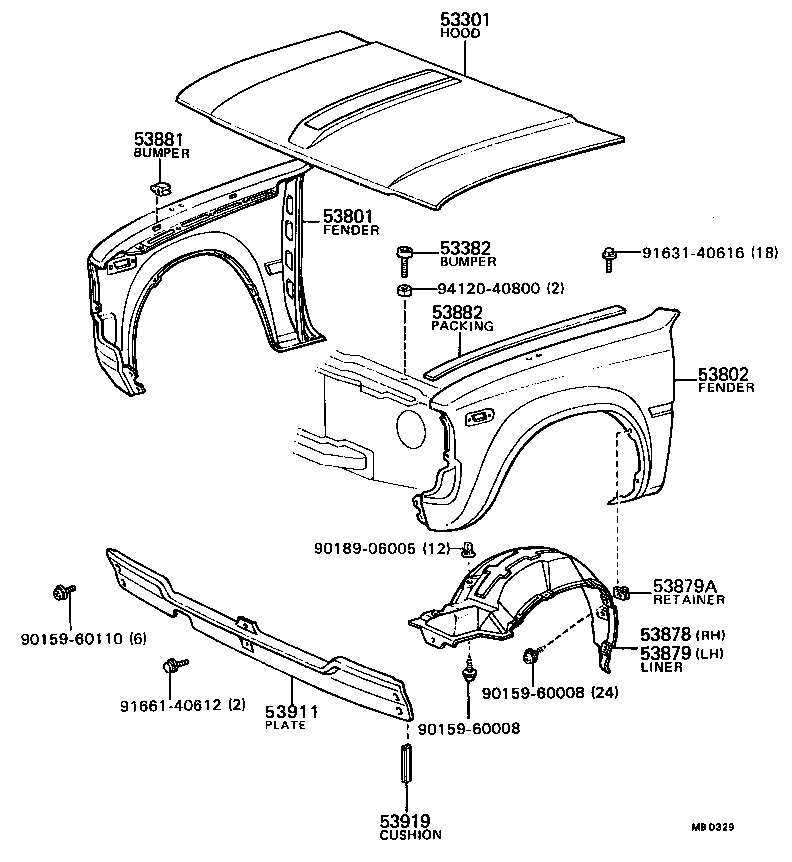 53801-92301 FENDER SUB-ASSY, FRONT RH product image