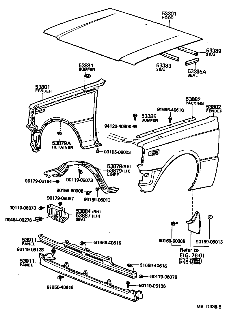 53381-10031 SEAL, HOOD TO RADIATOR SUPPORT product image