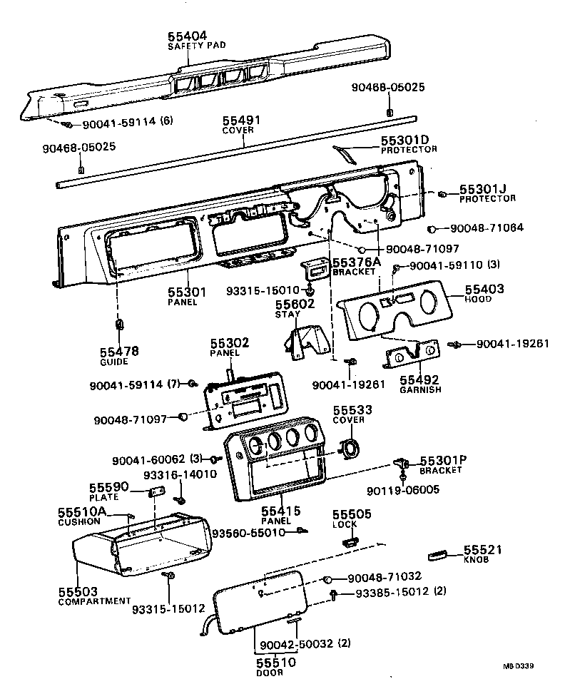 55404-87602 SAFETY PAD SUB-ASSY, INSTRUMENT PANEL, UPPER product image